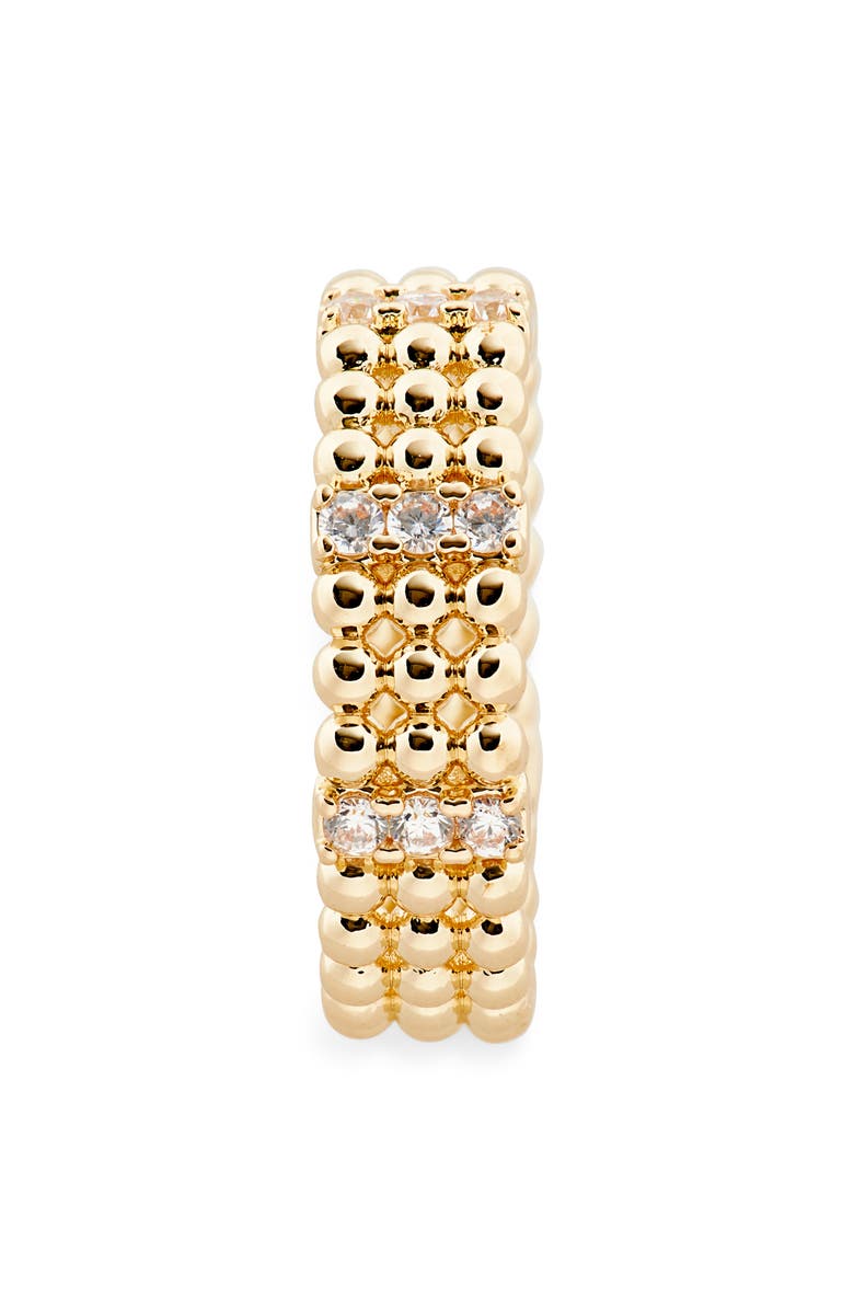 Covet Crystal Bead Textured Band Ring, Alternate, color, Gold