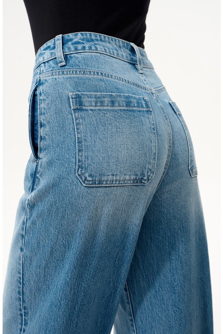 High Waist Cuffed Barrel Jeans, Alternate, color, PALLIDUS