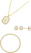 Adornia 3-Piece Mother-of-Pearl Initial Pendant Jewelry Set