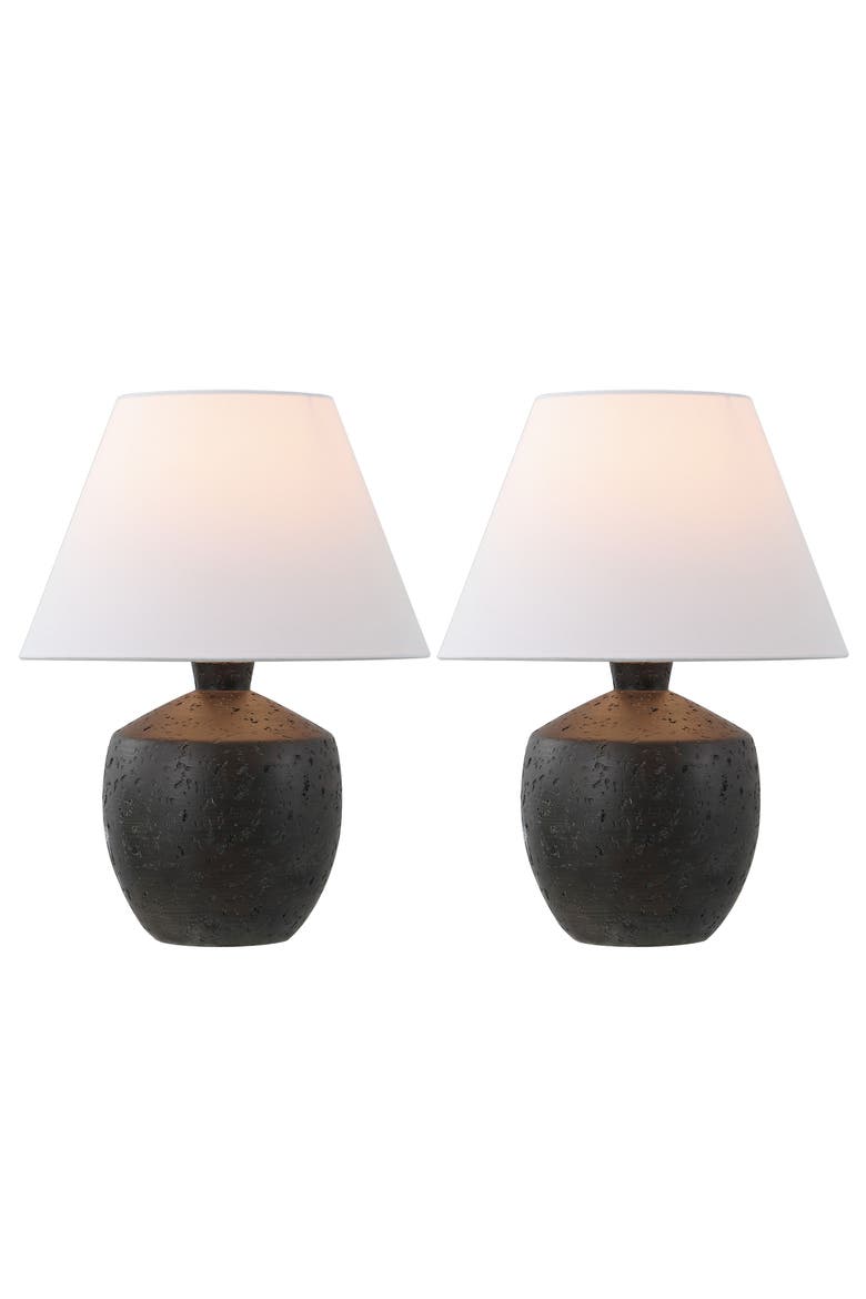 Myron 18" Minimalist Scandinavian Concrete Effect Resin/Iron LED Table Lamp, Alternate, color, Black