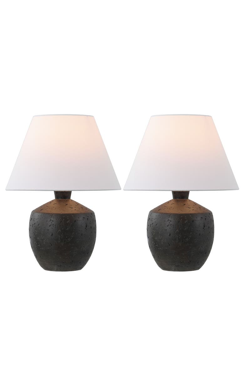 JONATHAN Y Myron 18" Minimalist Scandinavian Concrete Effect Resin/Iron LED Table Lamp, Alternate, color, Black