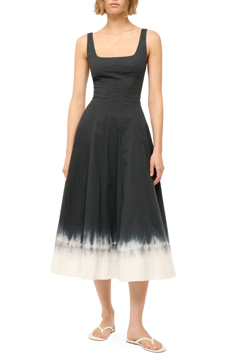 Wells Dip Dye Stretch Cotton Dress, Main, color, ONYX OMBRE