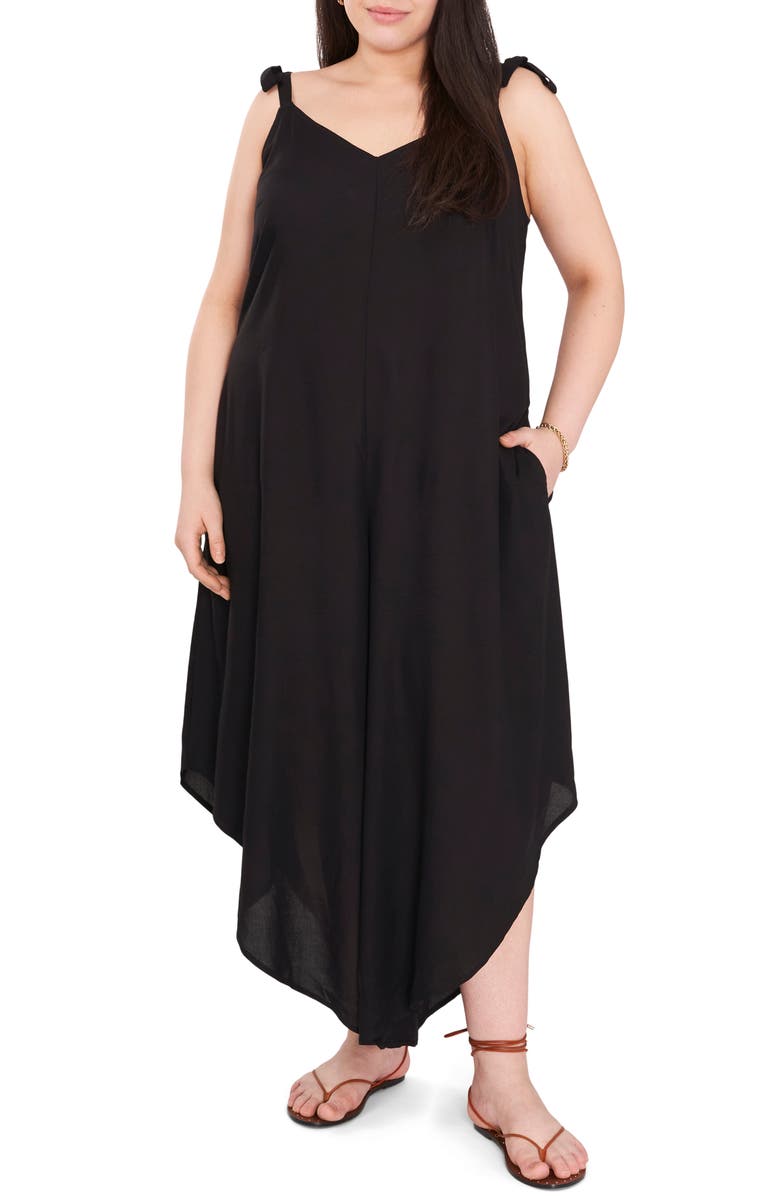 Vince Camuto Tie Shoulder Asymmetric Crop Jumpsuit, Main, color, 