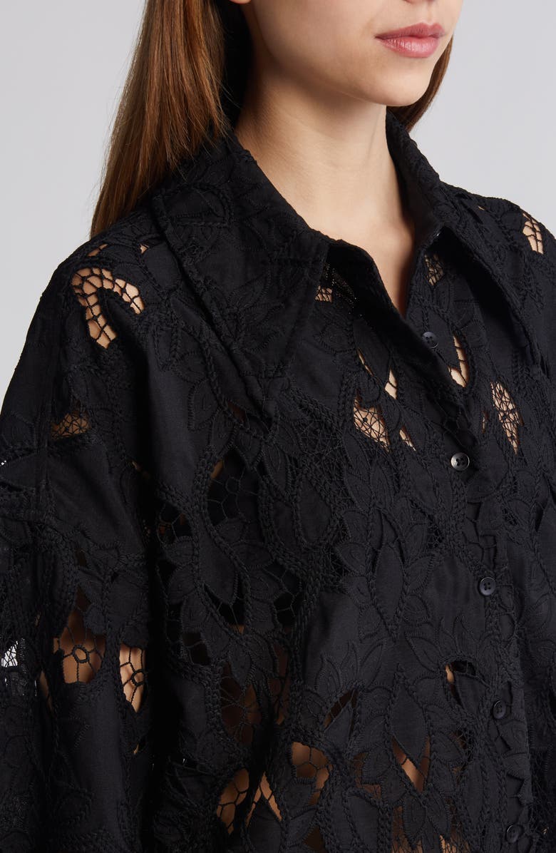 AllSaints Charli Embroidered Button-Up Shirt, Alternate, color, 