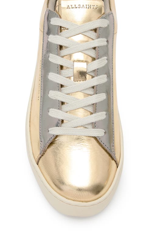 Allsaints Womens Shana Metallic Leather Low-top Trainers In Gold/silver