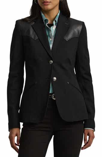Lauren Ralph Lauren Modern Ponte Faux Leather Trim Blazer