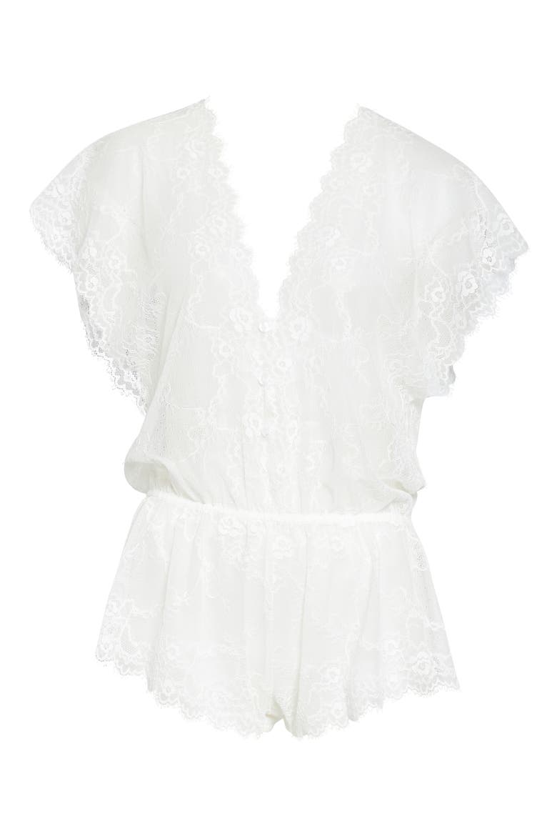 Lace Romper, Alternate, color, WHITE
