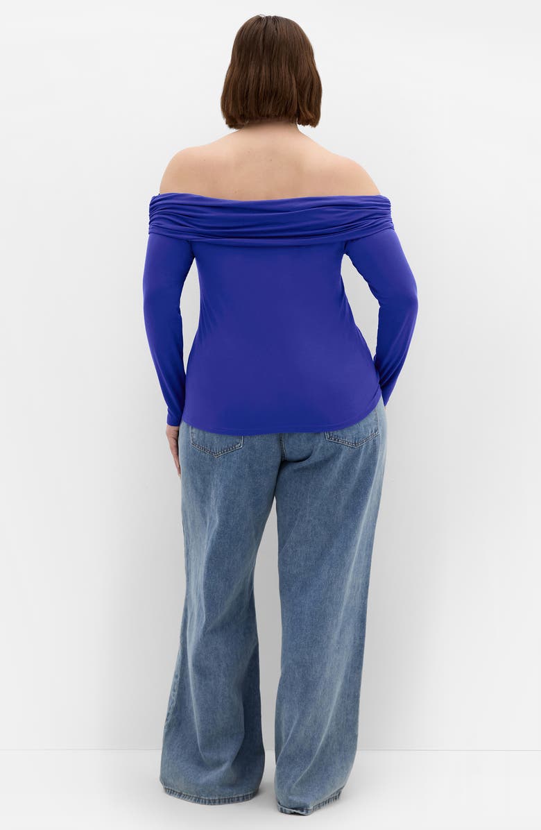 City Chic Jojo Off the Shoulder Top, Alternate, color, Cobalt