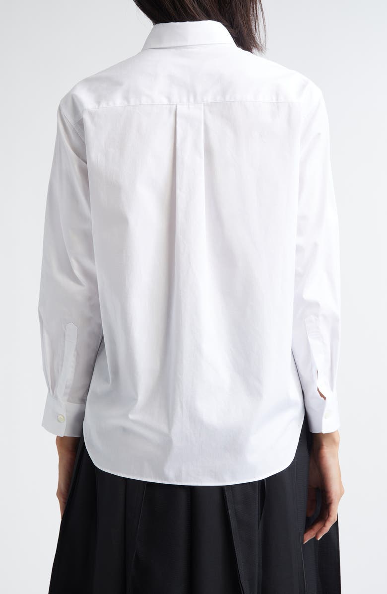Tao Comme des Garçons Floral Satin Appliqué Cotton Broadcloth Button-Up Shirt, Alternate, color, White X Black