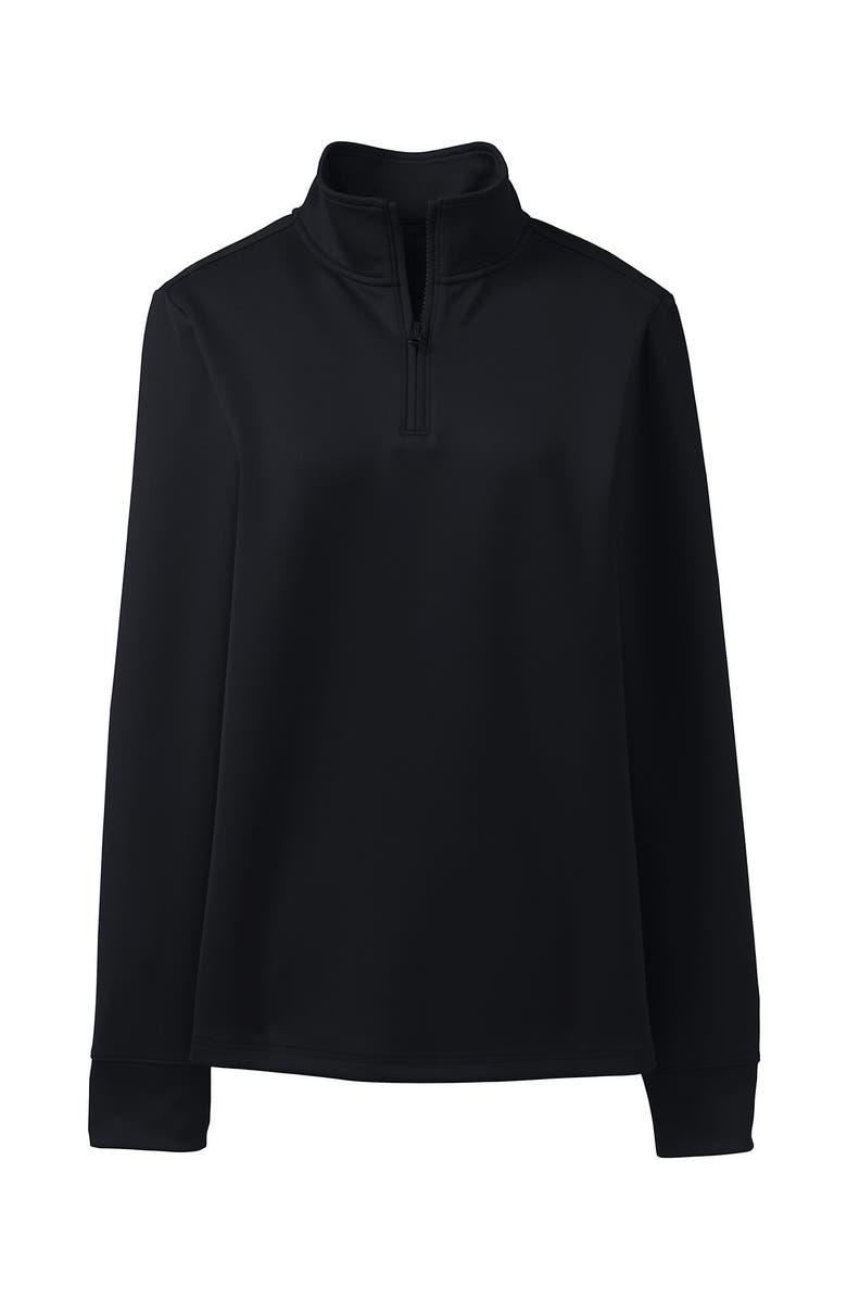 Lands' End School Uniform Quarter Zip Pullover, Alternate, color, Black