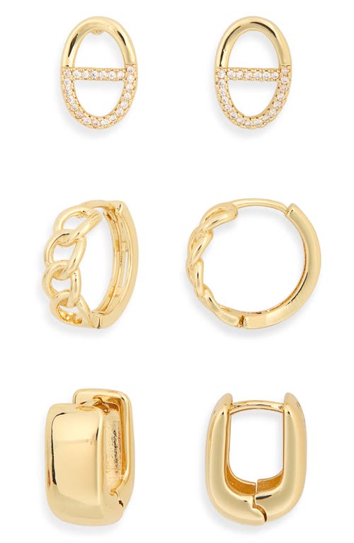 Leith Demi-fine Set Of 3 Stud & Huggie Hoop Earrings In Multi