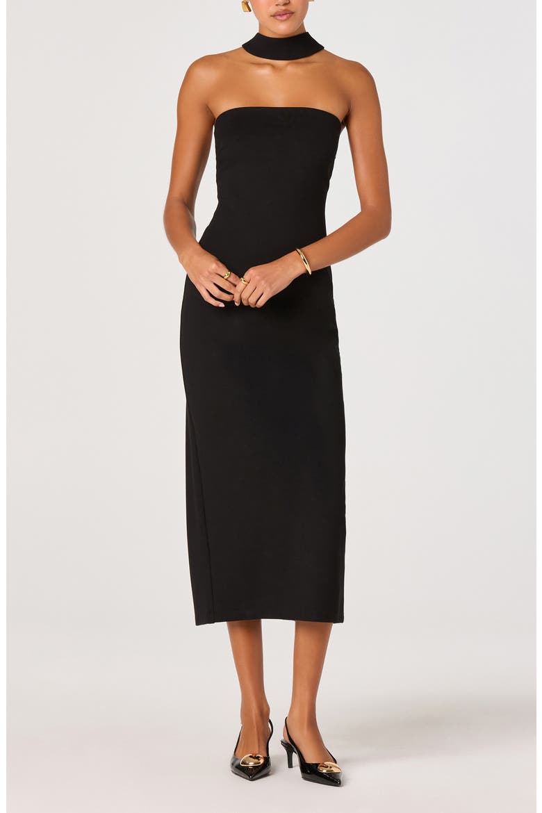Thiala Midi Dress, Alternate, color, BLACK