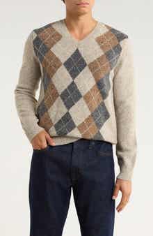 Brooks Brothers Donegal Argyle V-Neck Sweater