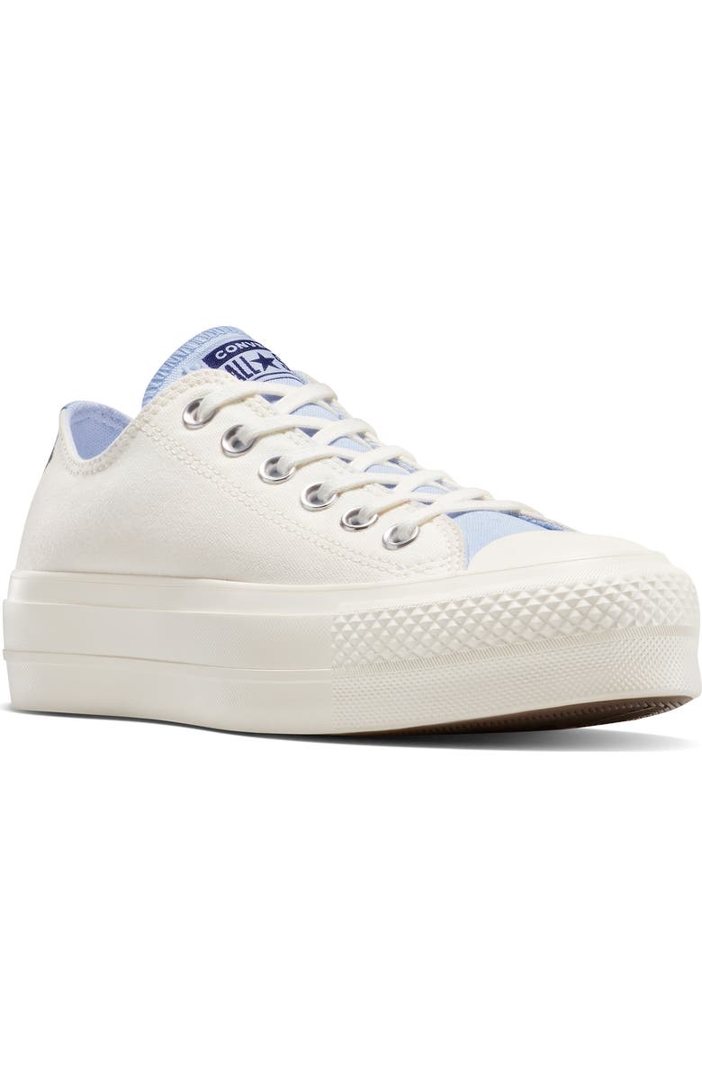 Converse Chuck Taylor<sup>®</sup> All Star<sup>®</sup> Low Top Platform Sneaker, Main, color, Egret/ Egret/ Blue Supermoon