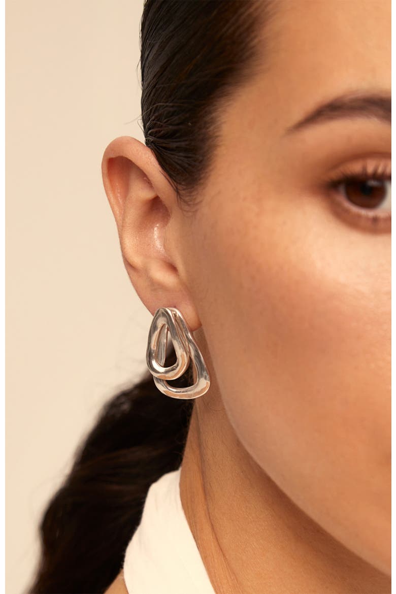 Interlocked Link Earrings, Alternate, color, Silver