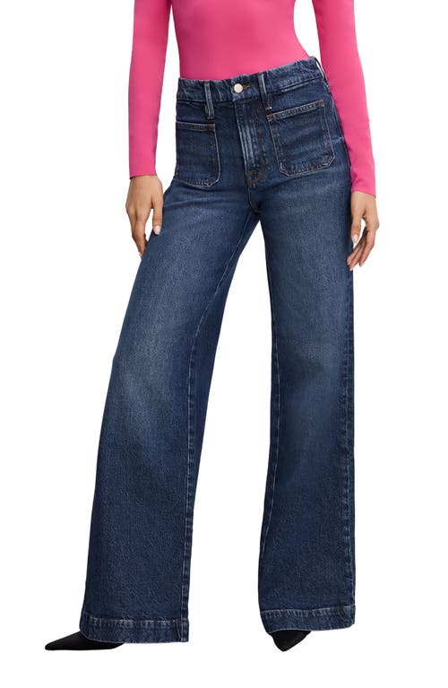 Good American Good Waist Patch Pocket Palazzo Jeans In Indigo759