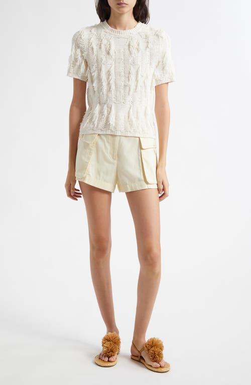 Ulla Johnson Rumi Fringe Cotton Blend Sweater In Pristine