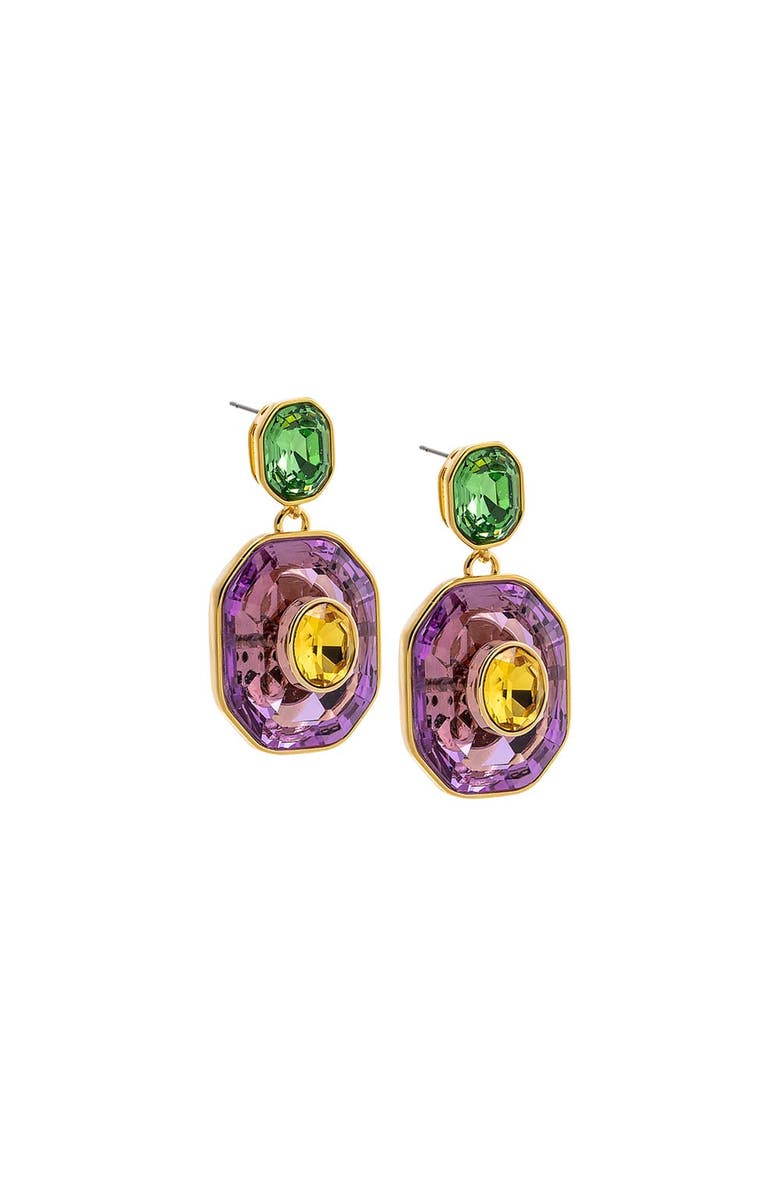 BY ADINA EDEN Fancy Oval Octagon Drop Stud Earring, Main, color, Multi-Color