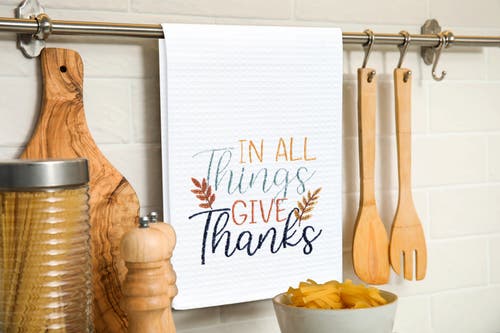 C & F Home C&f Home Thanksgiving "in All Things Give Thanks" Kitchen Flour Sack Cotton Dishtowel In Multi