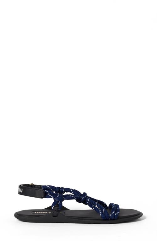 Miu Miu Nastro Cross Rope Grip-strap Sandals In Baltico