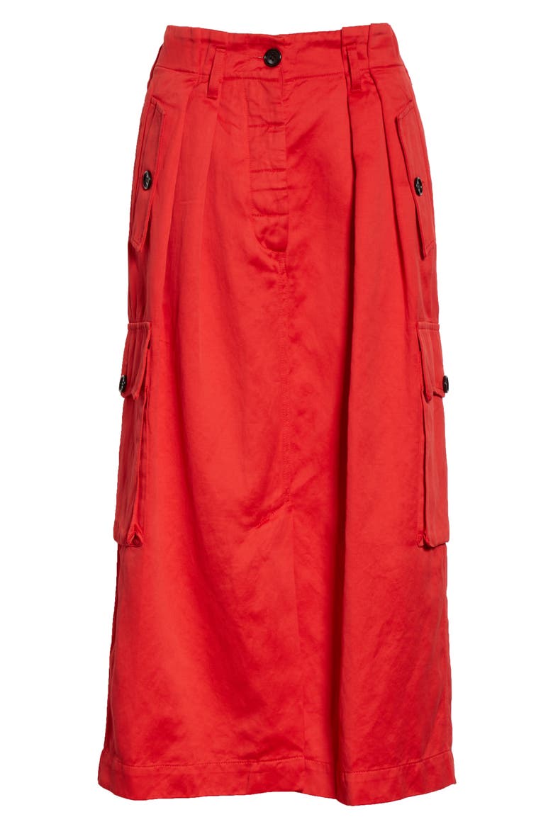 Savannah Cotton & Wool Midi Cargo Skirt, Alternate, color, RED