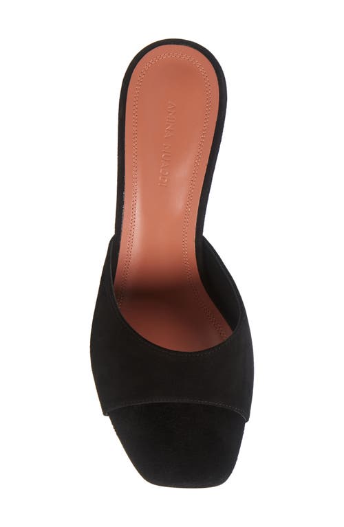 Amina Muaddi Lupita Suede Pedestal Mule Sandals In Black Suede