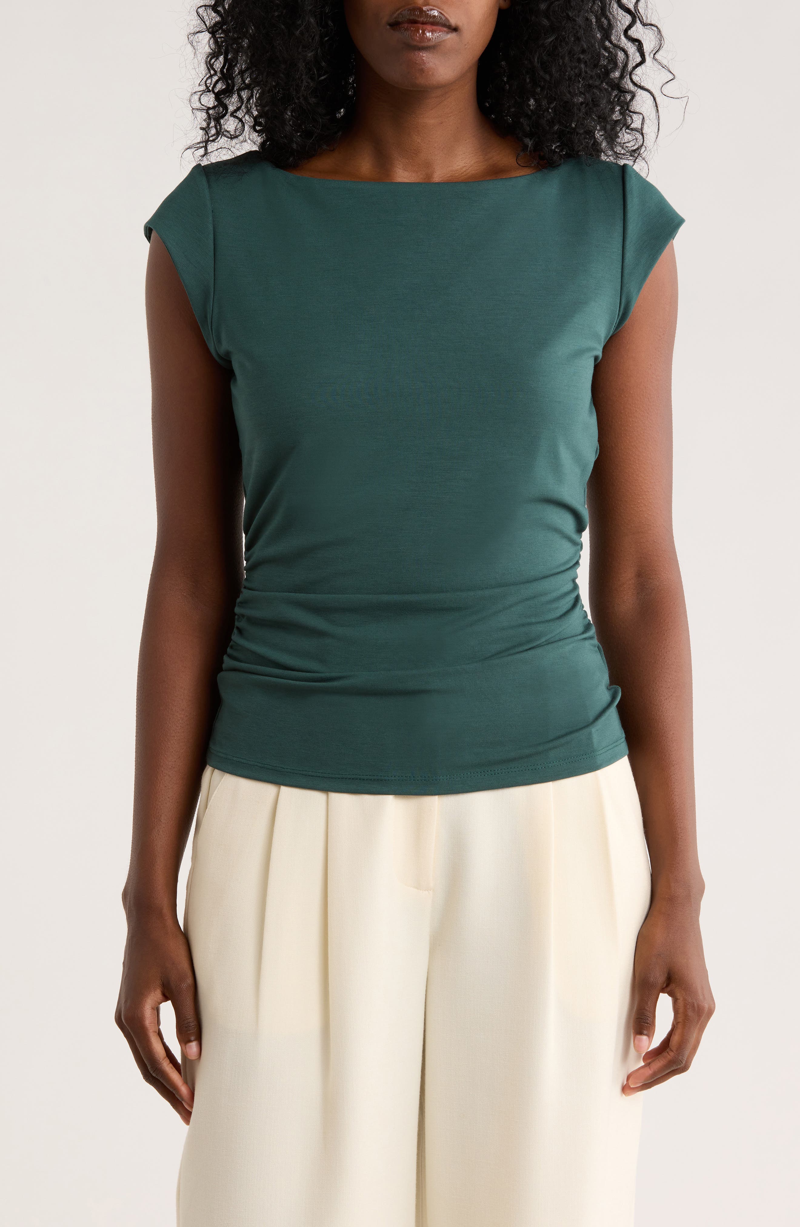 DR2 by Daniel Rainn Cap Sleeve Ruched Side T-Shirt