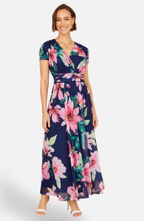 Mesh Floral Maxi Dress