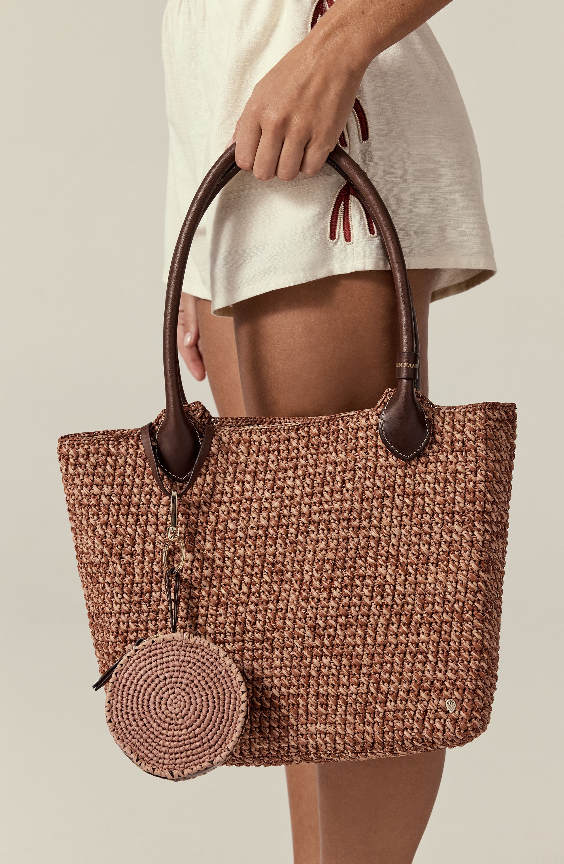 Ampara Woven Tote Bag, Alternate, color, PETAL MELANGE/ CHOCOLATE
