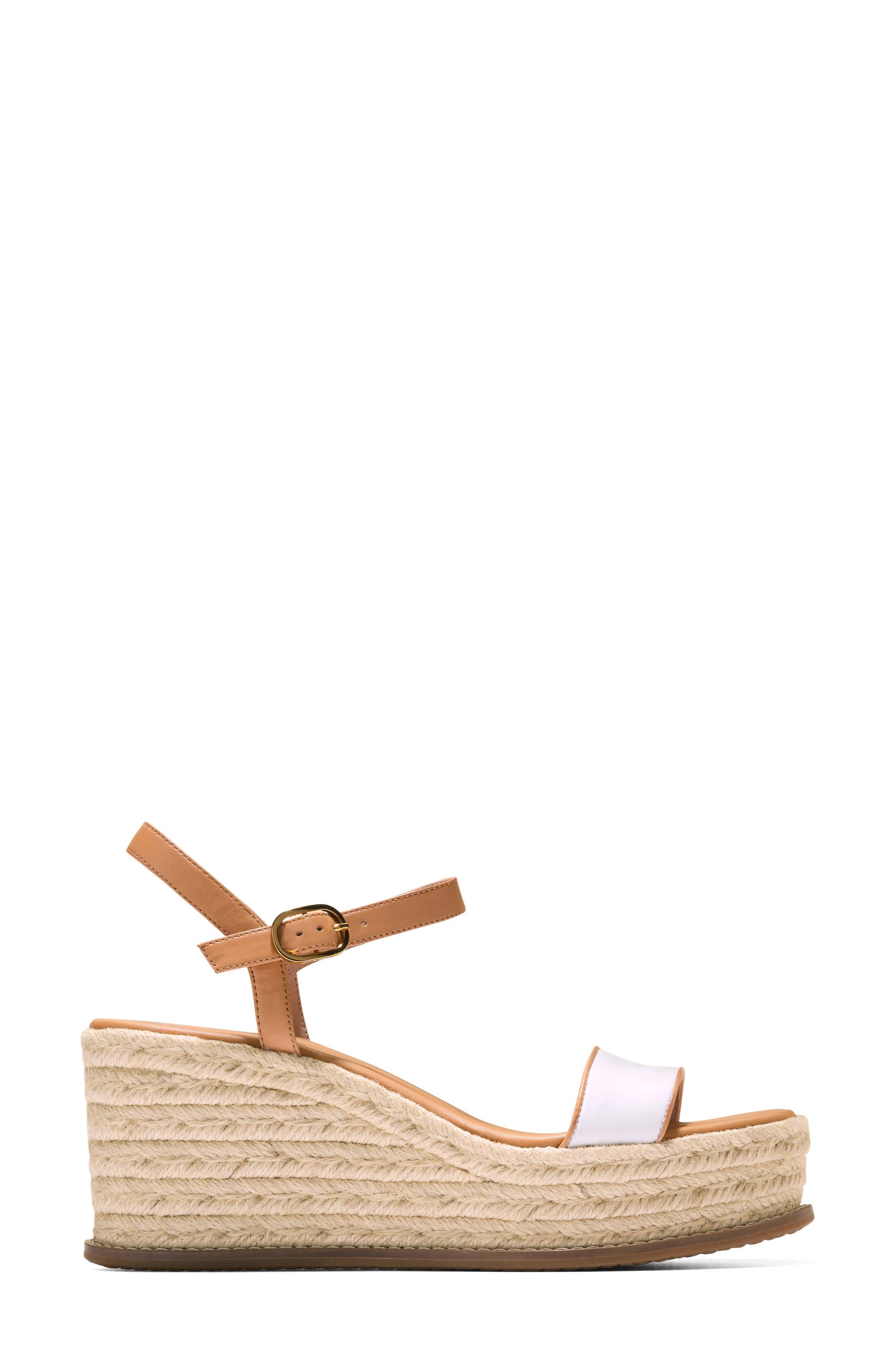 Keeton Cloudfeel Espadrille Ankle Strap Platform Wedge Sandal, Alternate, color, WHITE LEATHER/ BISCUIT LEATHER