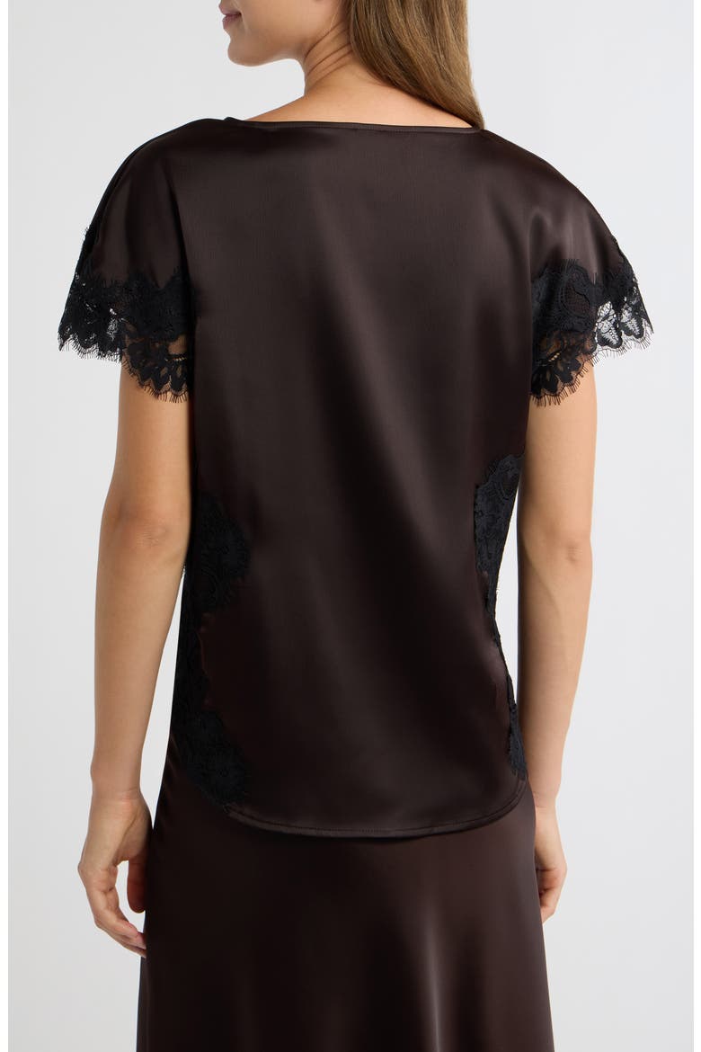 Lace Trim Satin Top, Alternate, color, DEEP MAHOGANY / BLACK
