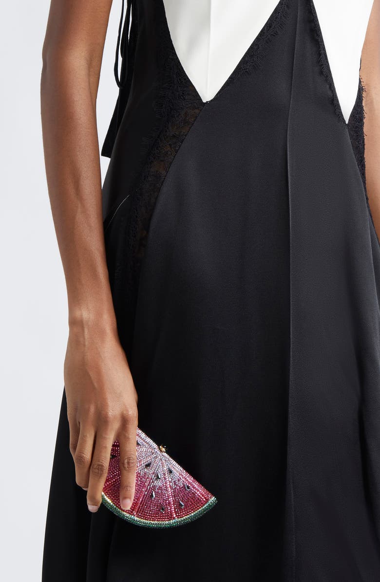 JUDITH LEIBER COUTURE Watermelon Slice Crystal Embellished Clutch, Alternate, color,