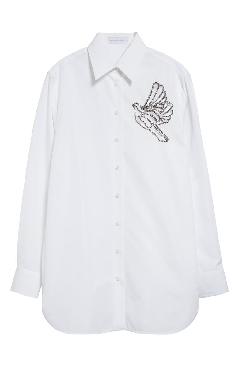 Stella McCartney Crystal Cutout Cotton Poplin Button-Up Shirt, Alternate, color, 