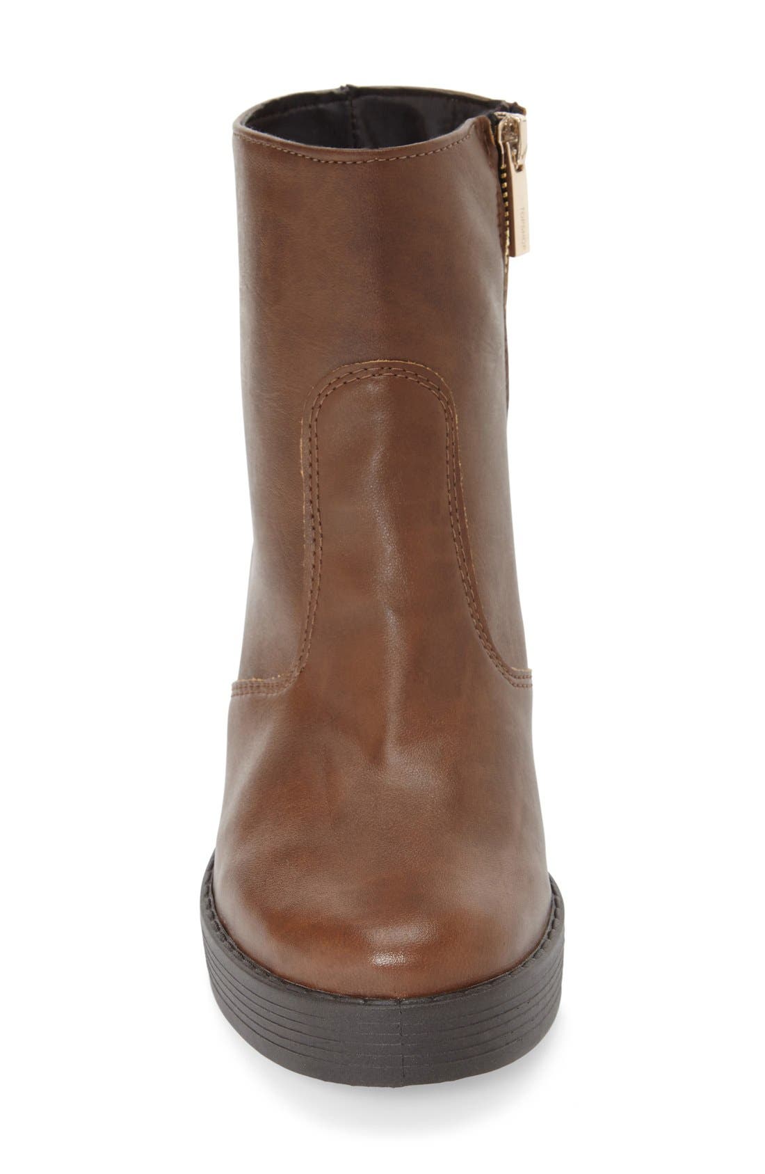 Topshop 'Blossom' High Cut Faux Leather Boot, Alternate, color, 