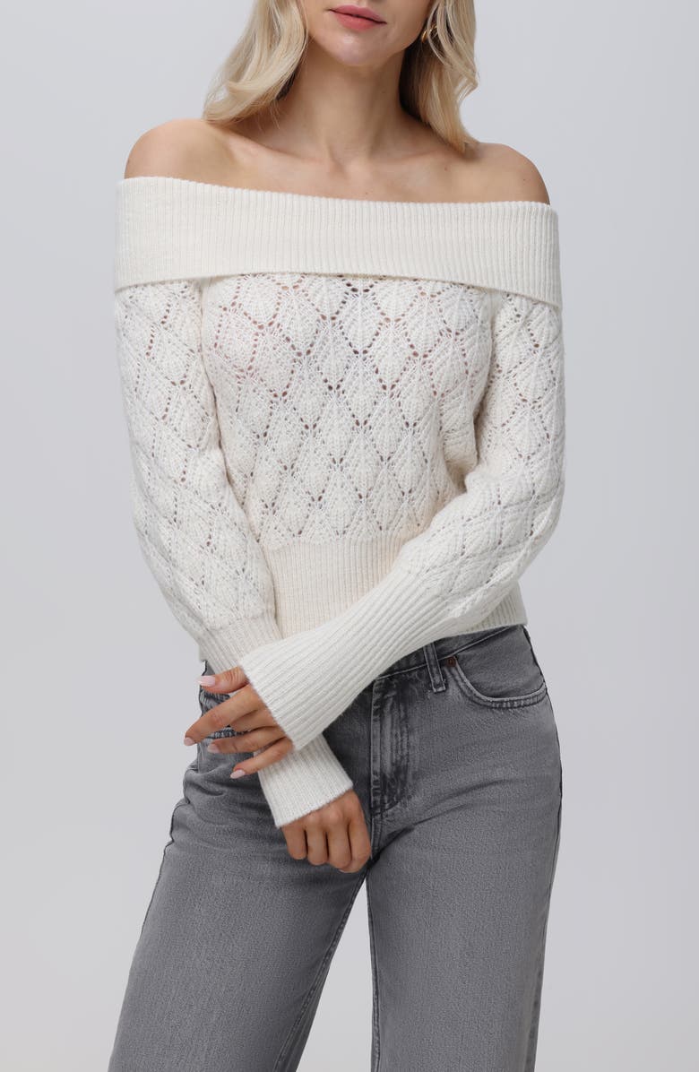 525 Camilla Pointelle Off the Shoulder Sweater, Main, color, 