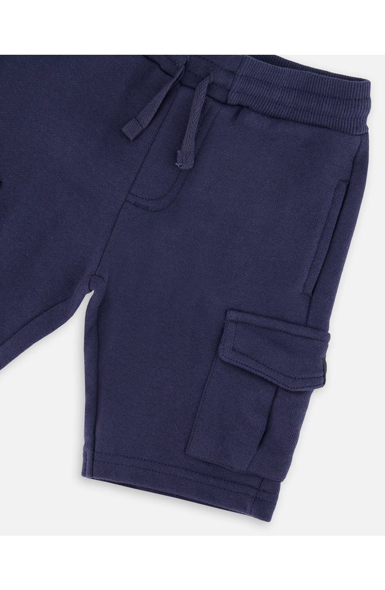 Deux par Deux Elastic Waistband Slit and Cargo Pockets French Terry Shorts, Alternate, color, Blue