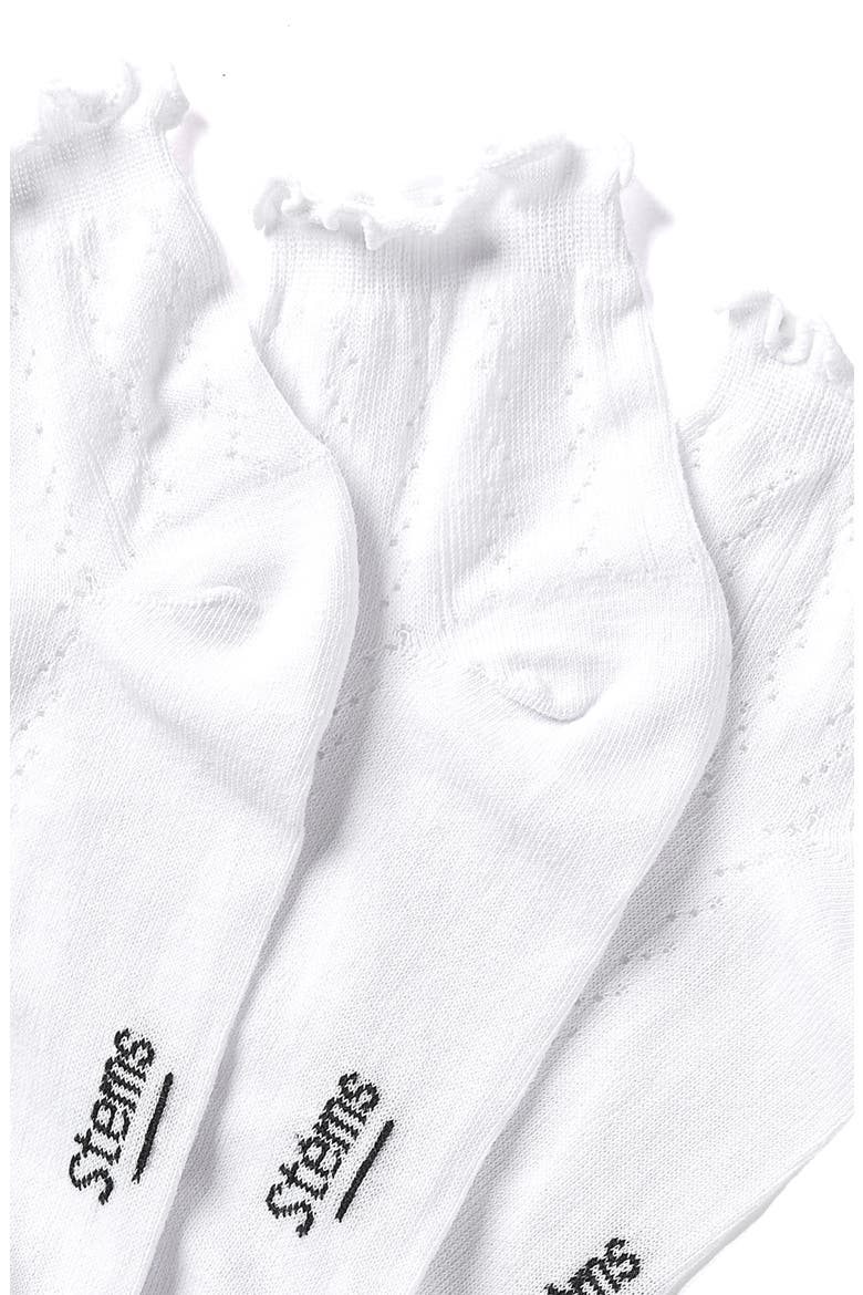 Pointelle 3-Pack Ankle Socks, Alternate, color, WHITE