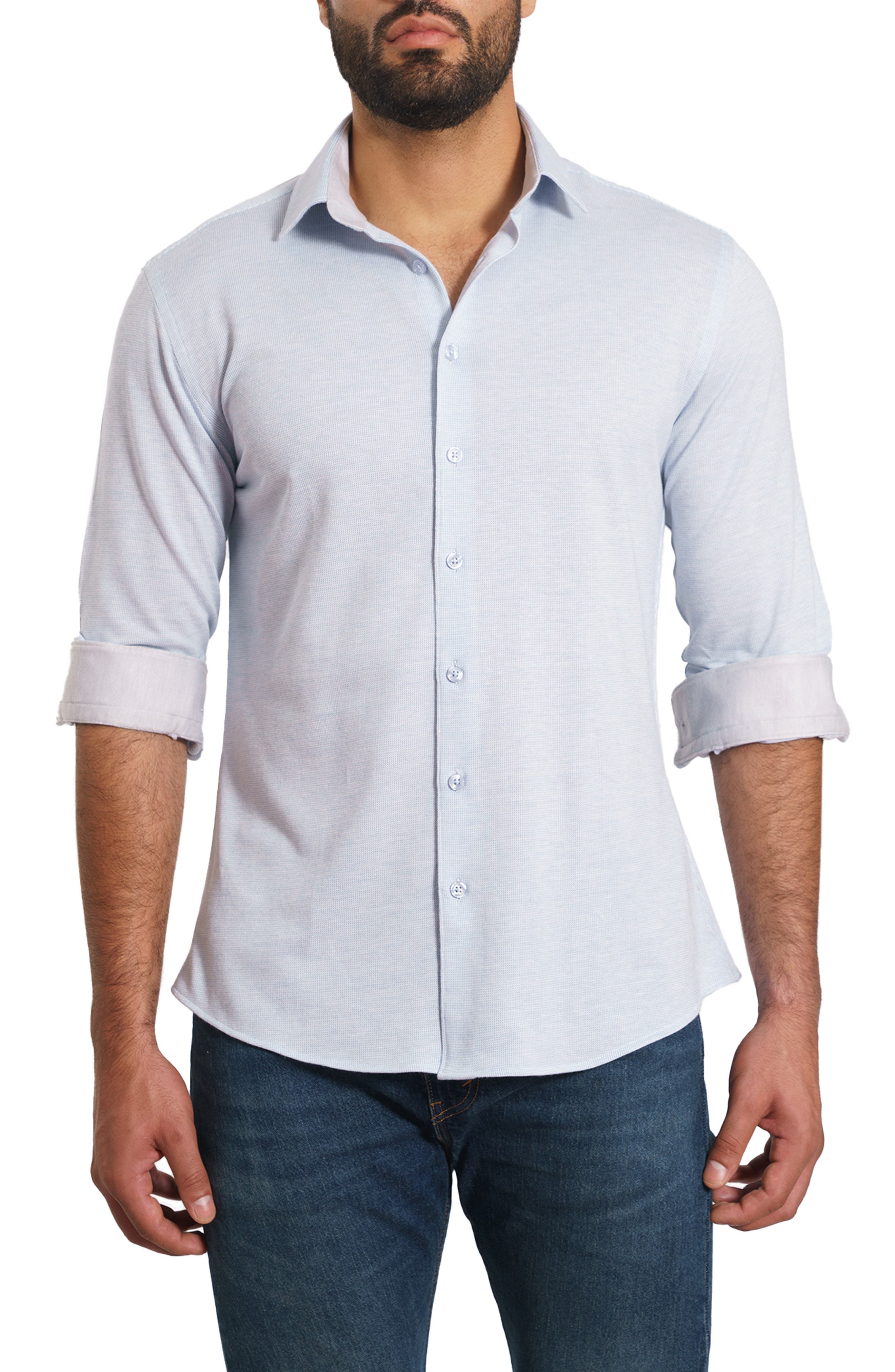Jared Lang Trim Fit Pima Cotton Button-Up Shirt