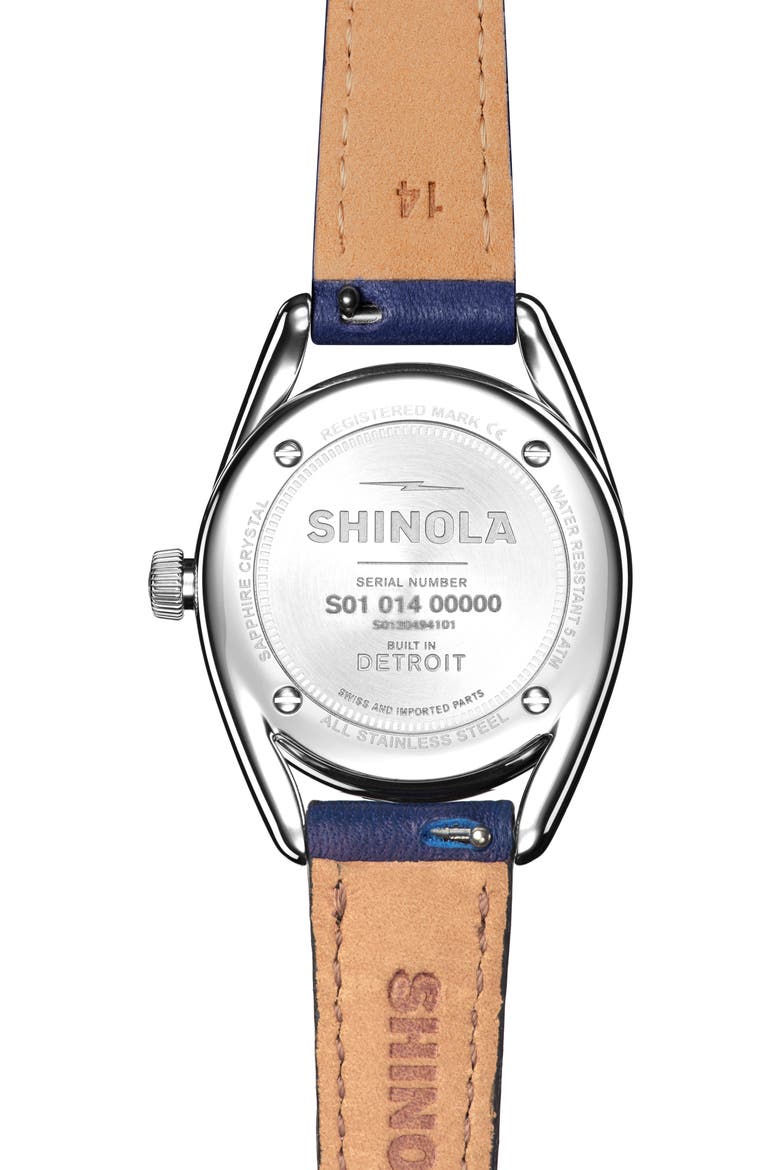 Derby Leather Strap Watch, 30.5mm, Alternate, color, SAPPHIRE MOTHER OF PEARL