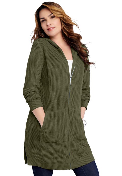 Waffle Mega Length Zip Hoodie (Plus)