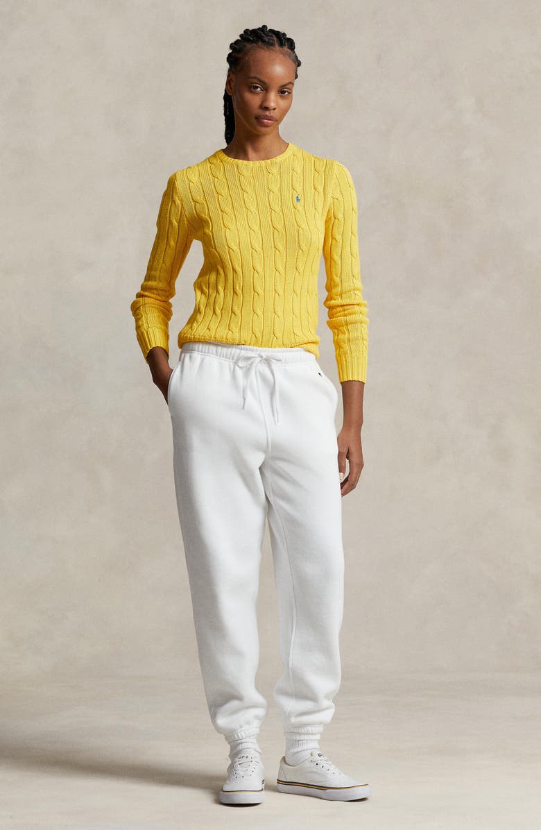 Polo Ralph Lauren Julianna Pima Cotton Cable Stitch Sweater, Alternate, color, Trainer Yellow