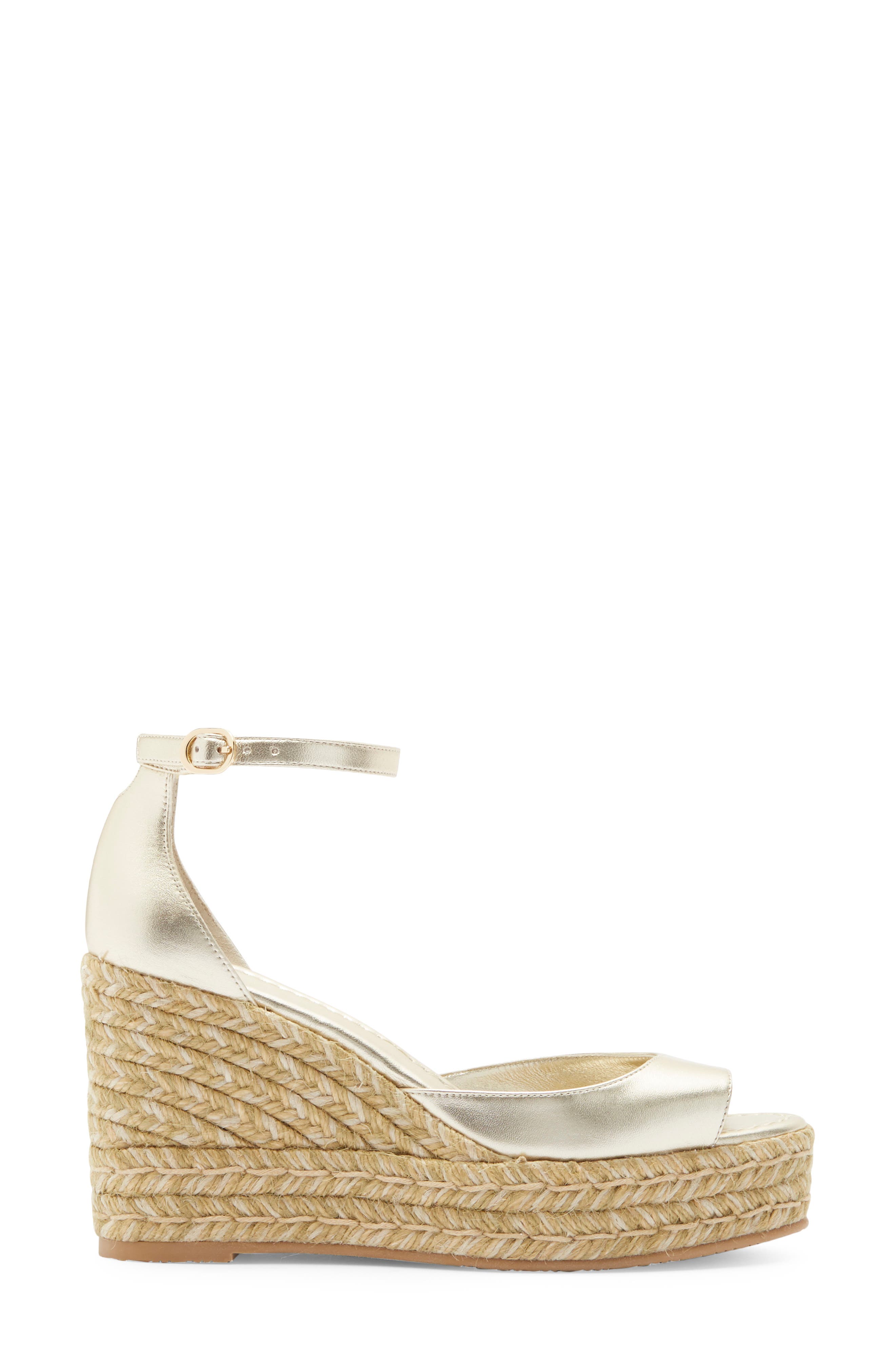 Stuart Weitzman Distia Espadrille Wedge Sandal, Alternate, color, Light Gold