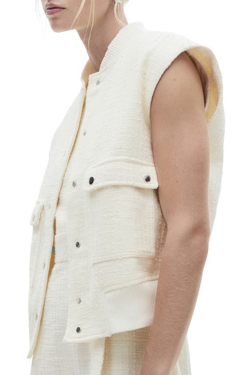 Mango Tweed Cargo Vest In Off White