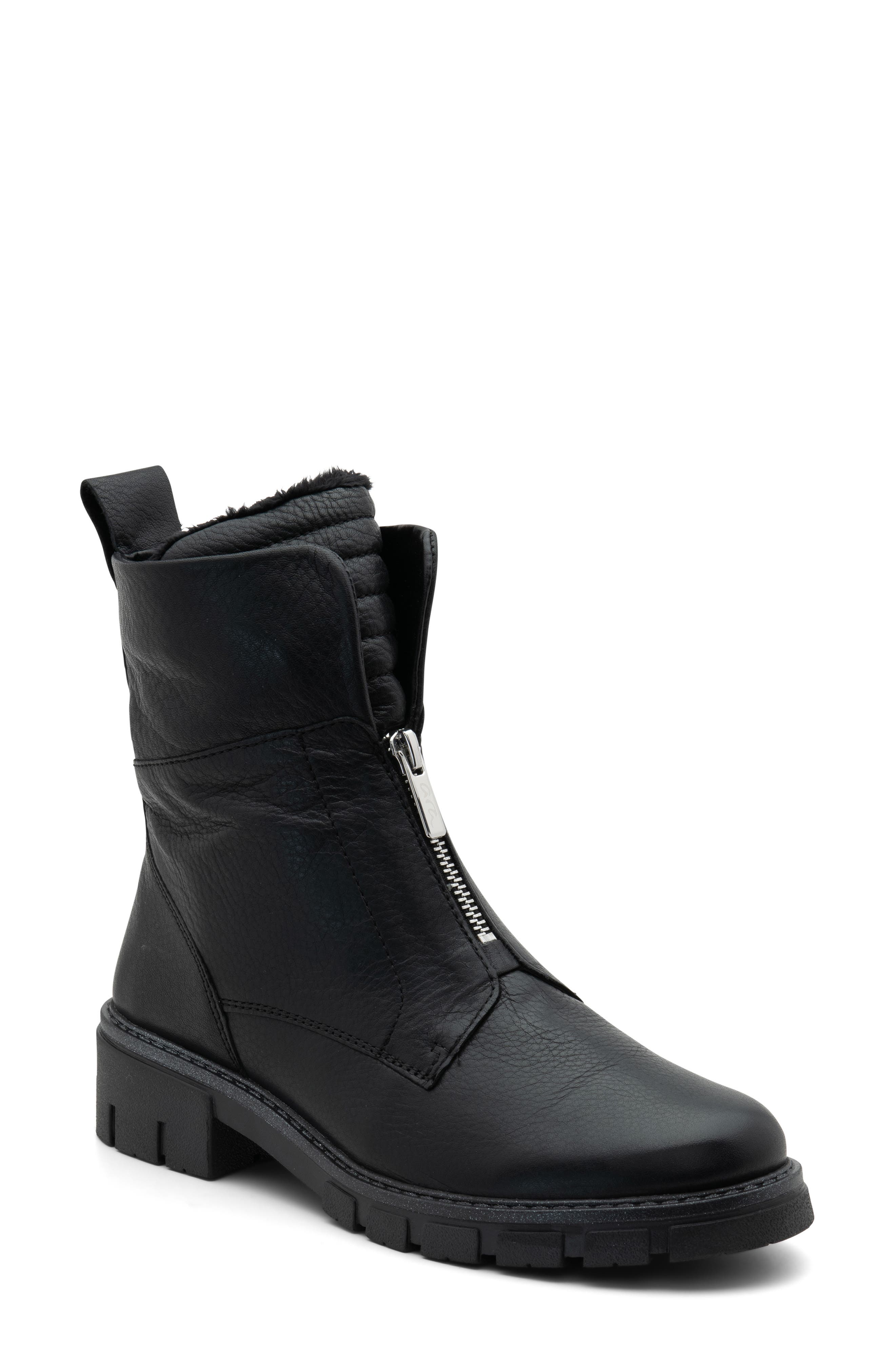 ara Deon Leather Bootie, Main, color, Black