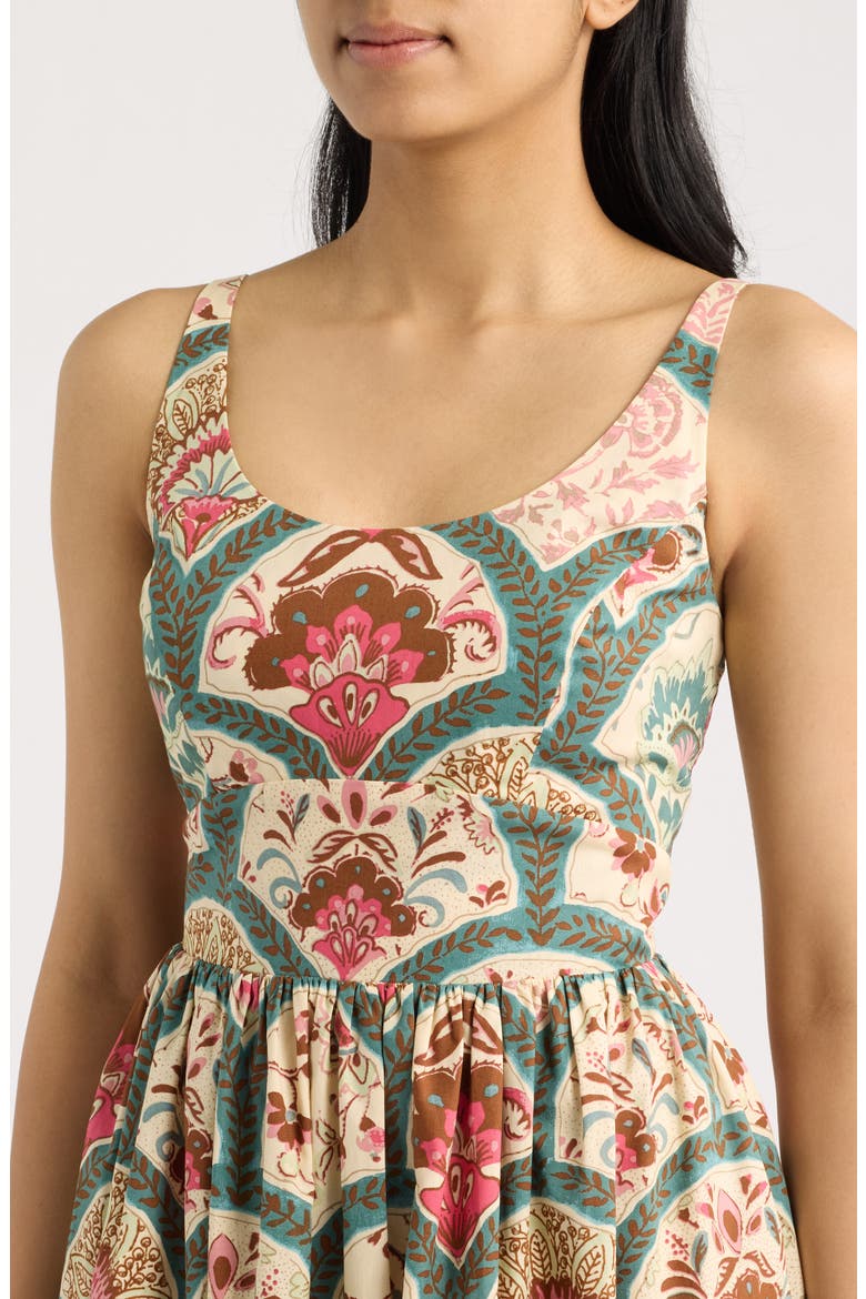 Print Sleeveless Midi Dress, Alternate, color, CREAM MULTI