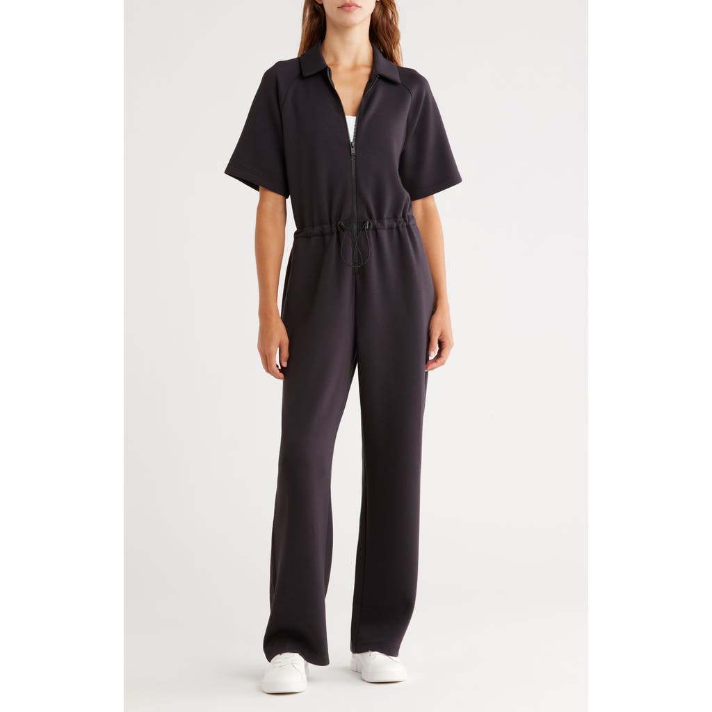 Z By Zella Whisper Relaxed Fit Scuba Knit Jumpsuit In Black
