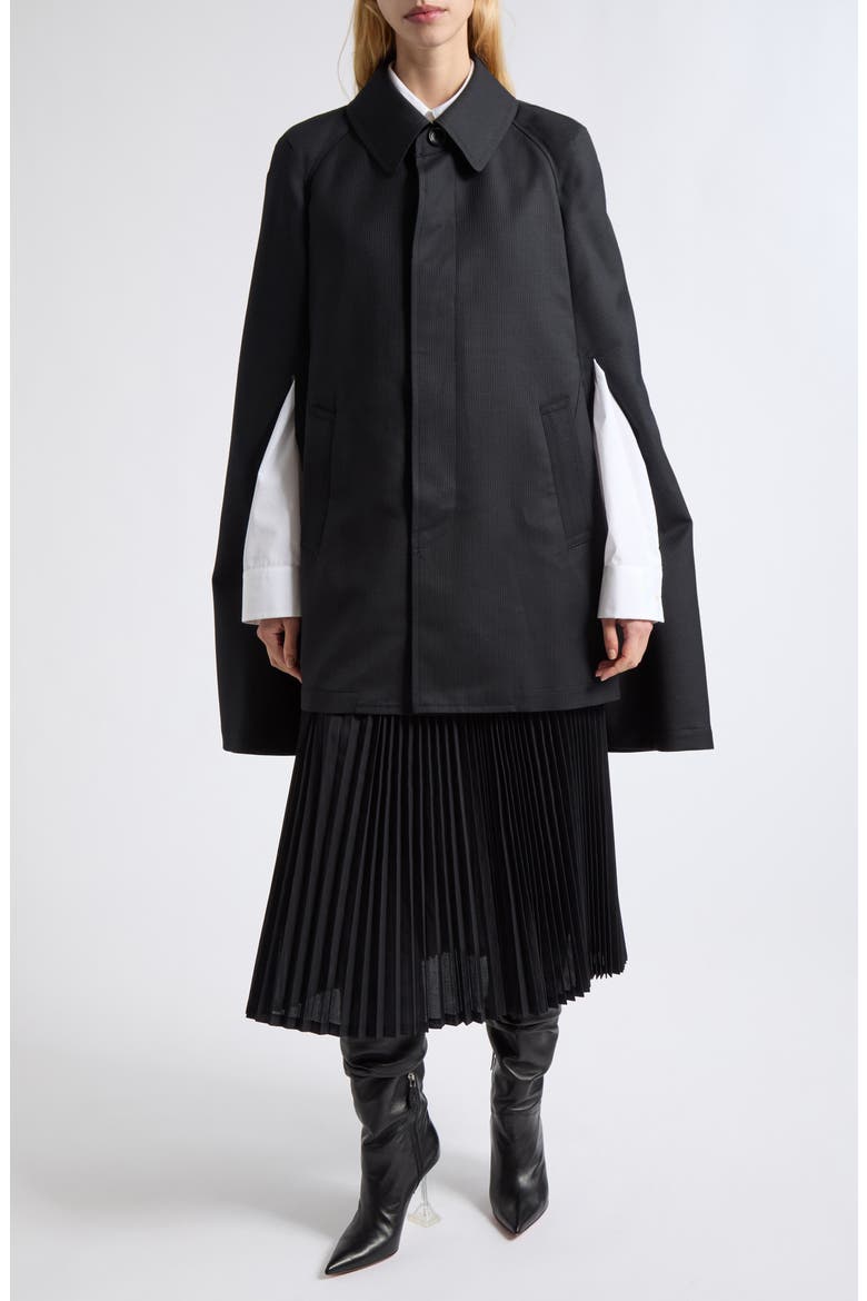 Striped Wool Cape, Alternate, color, BLACK/ WHITE