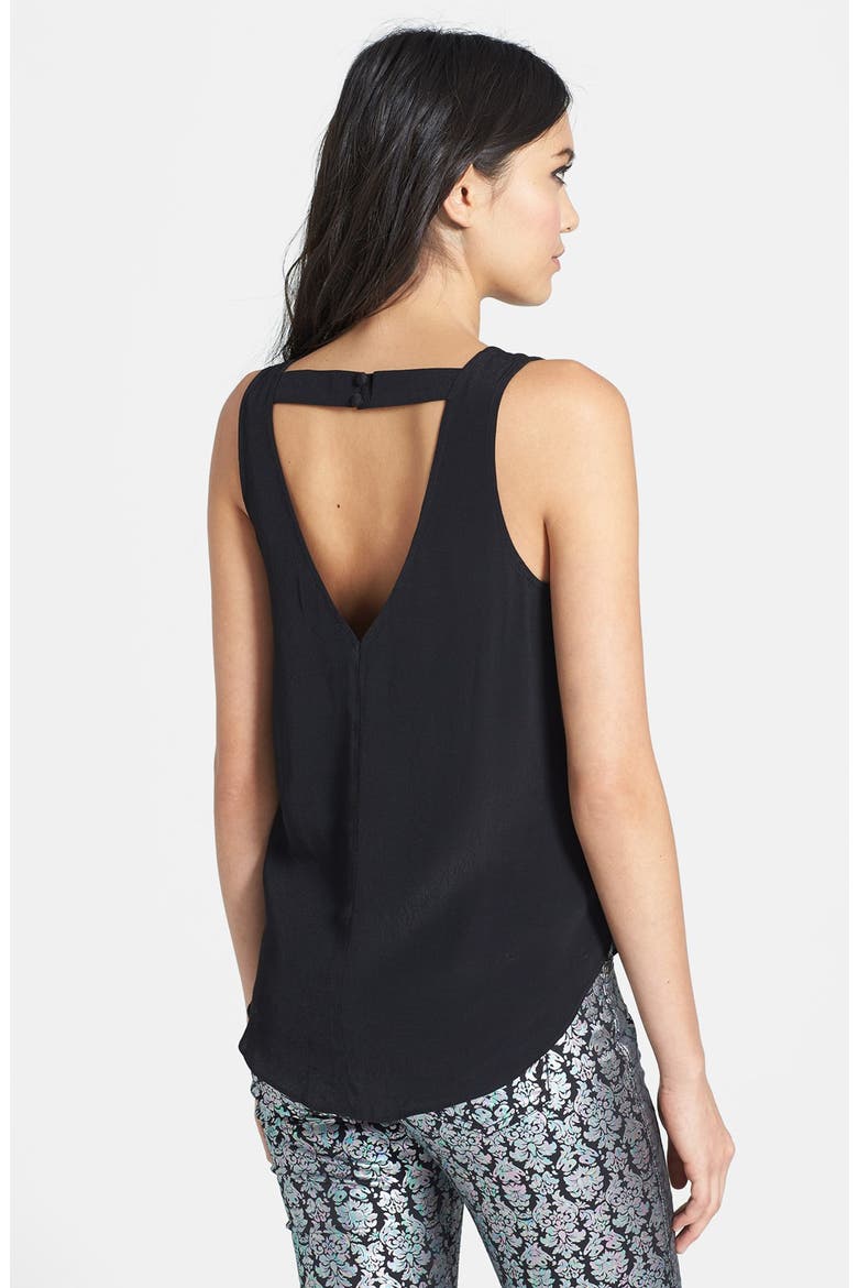 ASTR Embroidered Mesh Inset Tank, Alternate, color, BLACK