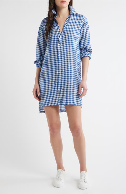 Hunter Stripe Step Hem Linen & Cotton Shirtdress