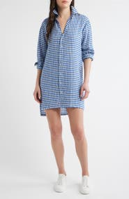 Frank & Eileen Hunter Stripe Step Hem Linen & Cotton Shirtdress
